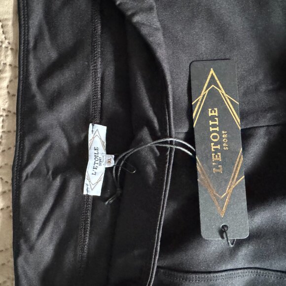 NWT L'Etoile Sport SPLIT HEM PANEL PANTS - Black - Picture 2 of 8